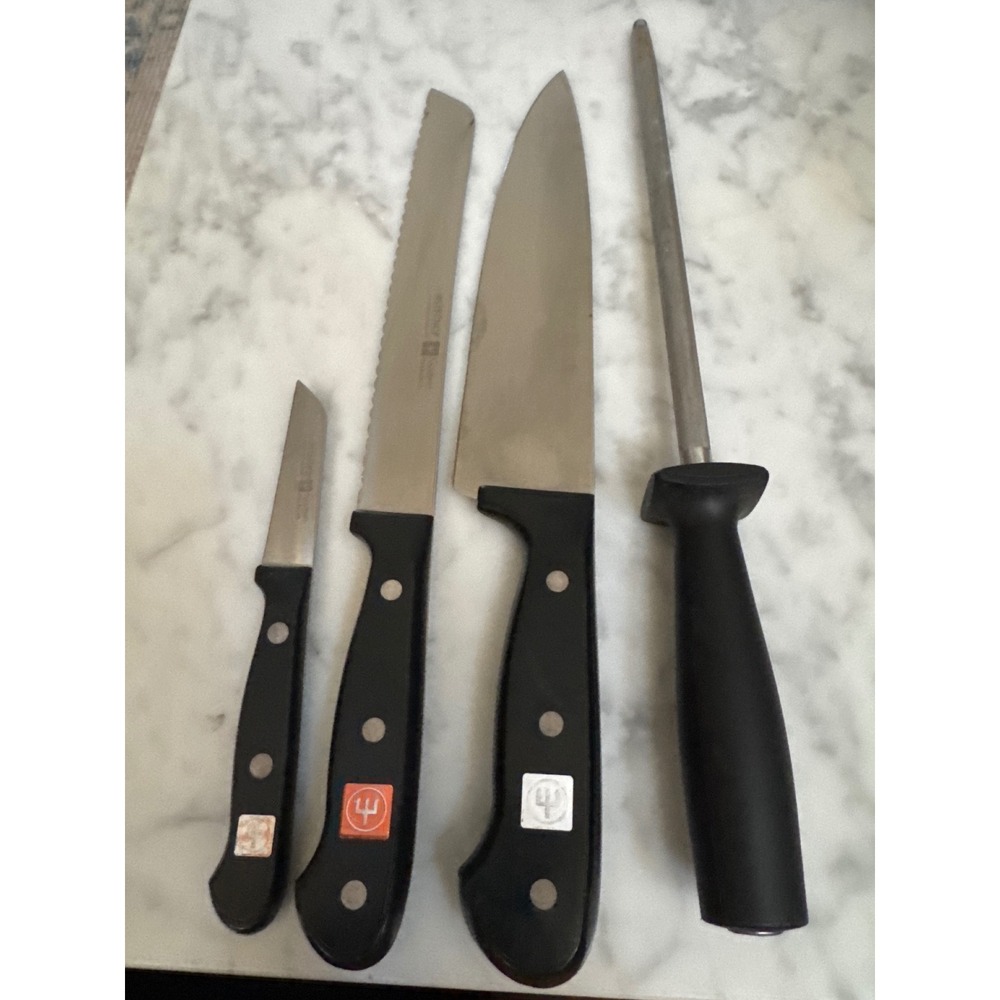 Wusthof Gourmet Knife Set 4pc Chef Bread Paring Honing Steel 4562 4143 4010